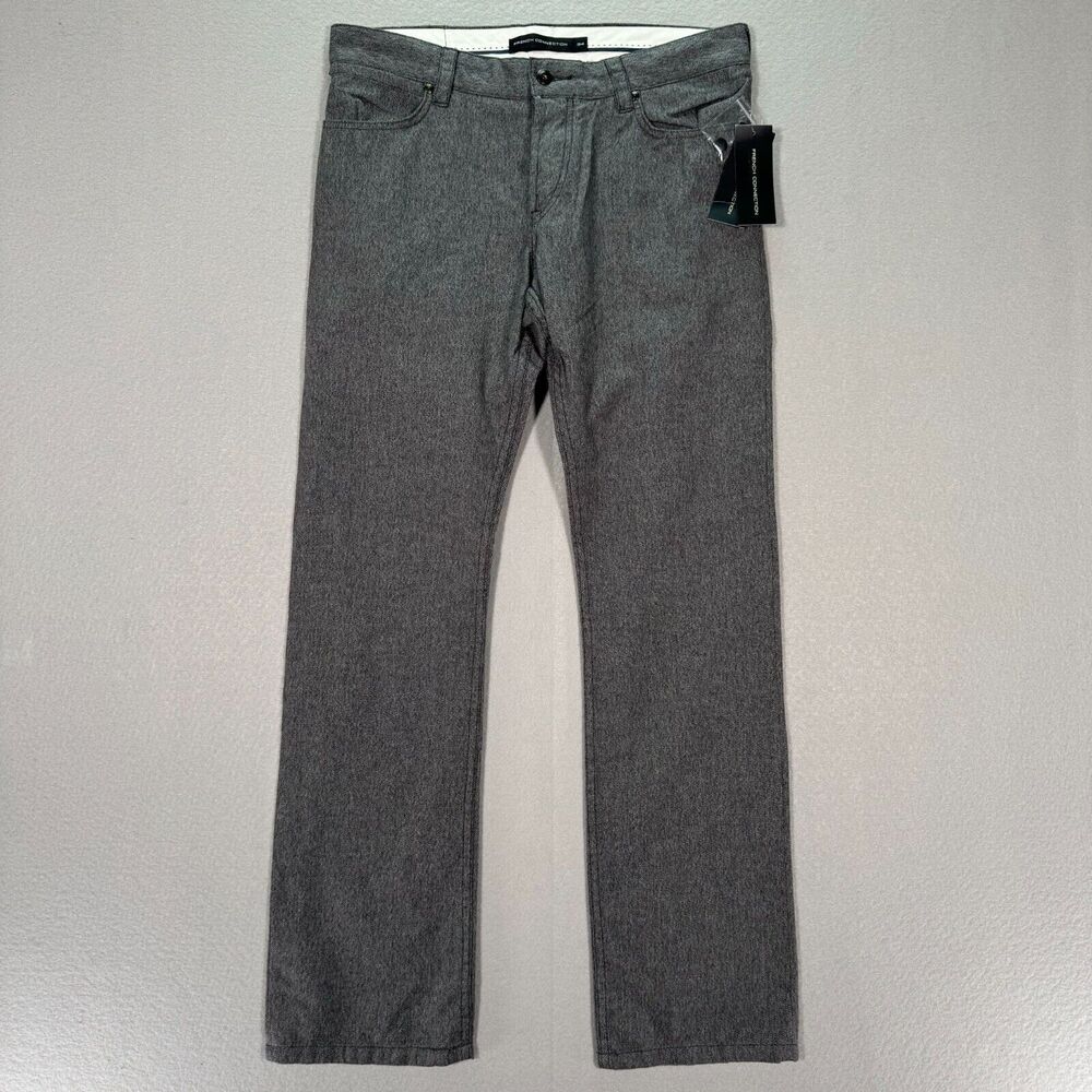 French Connection Summit Trouser Womens 34 Black Melage‎ Gray Straight Spiderman